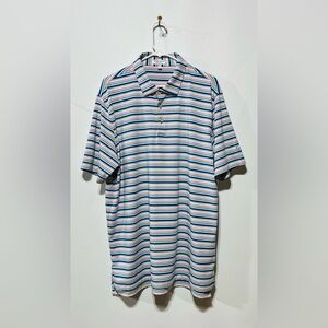 Peter Millar Summer Comfort Multicolor Striped Polo Shirt Mens Size XL